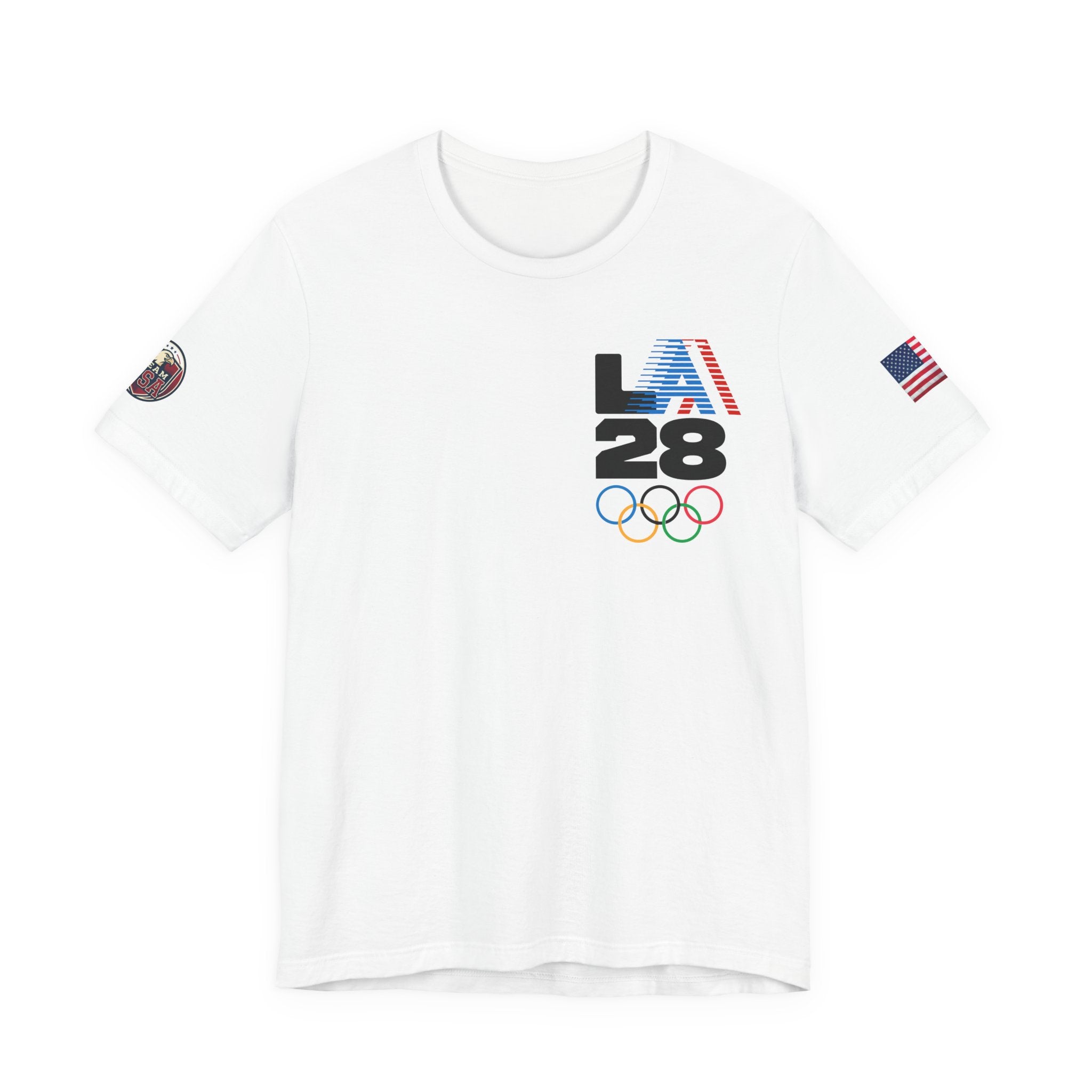 LA 28 Olympic USA T-Shirt — Vintage Olympic Rings Tee