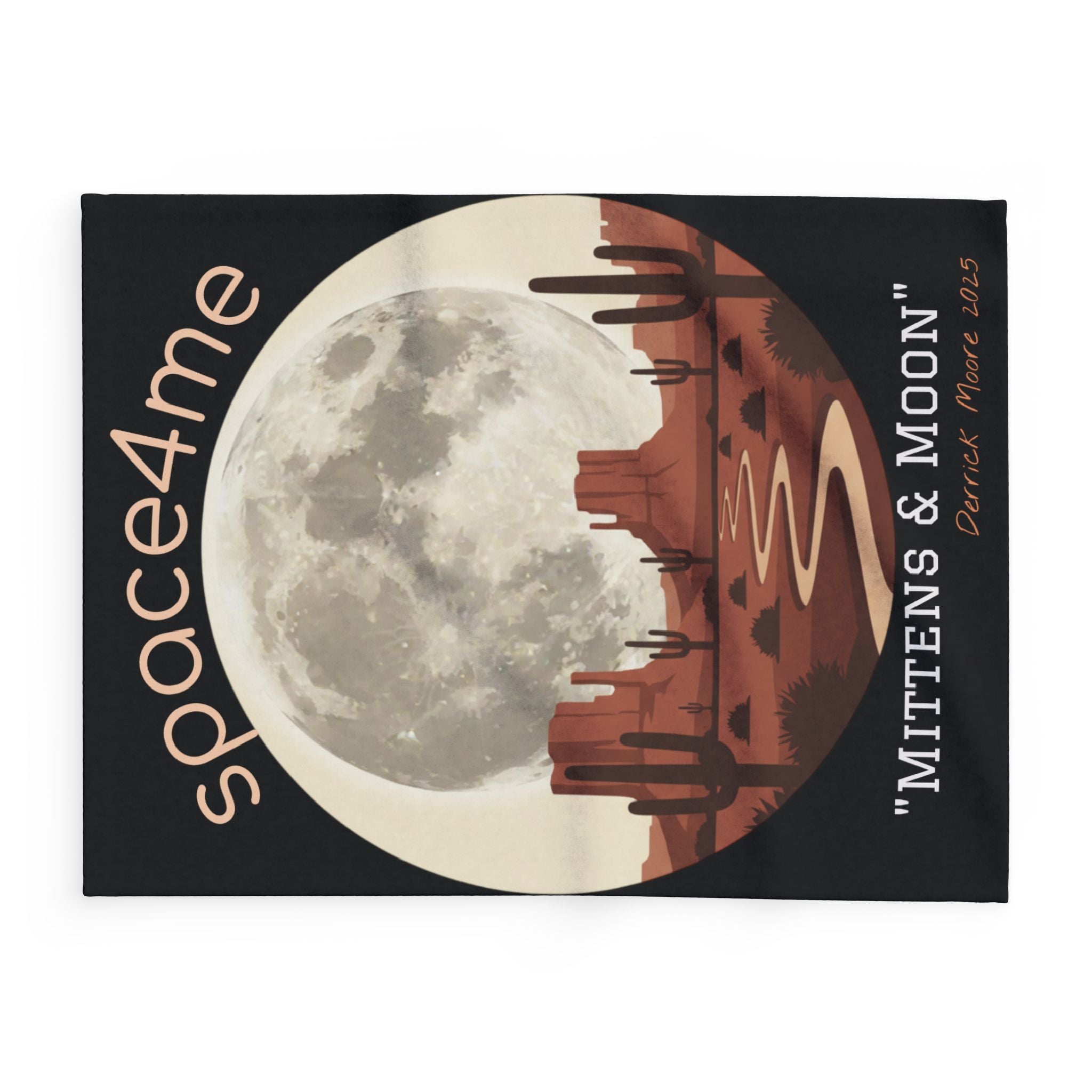 Desert Moon Fleece Blanket — "Mittens & Moon" Space4Me Throw