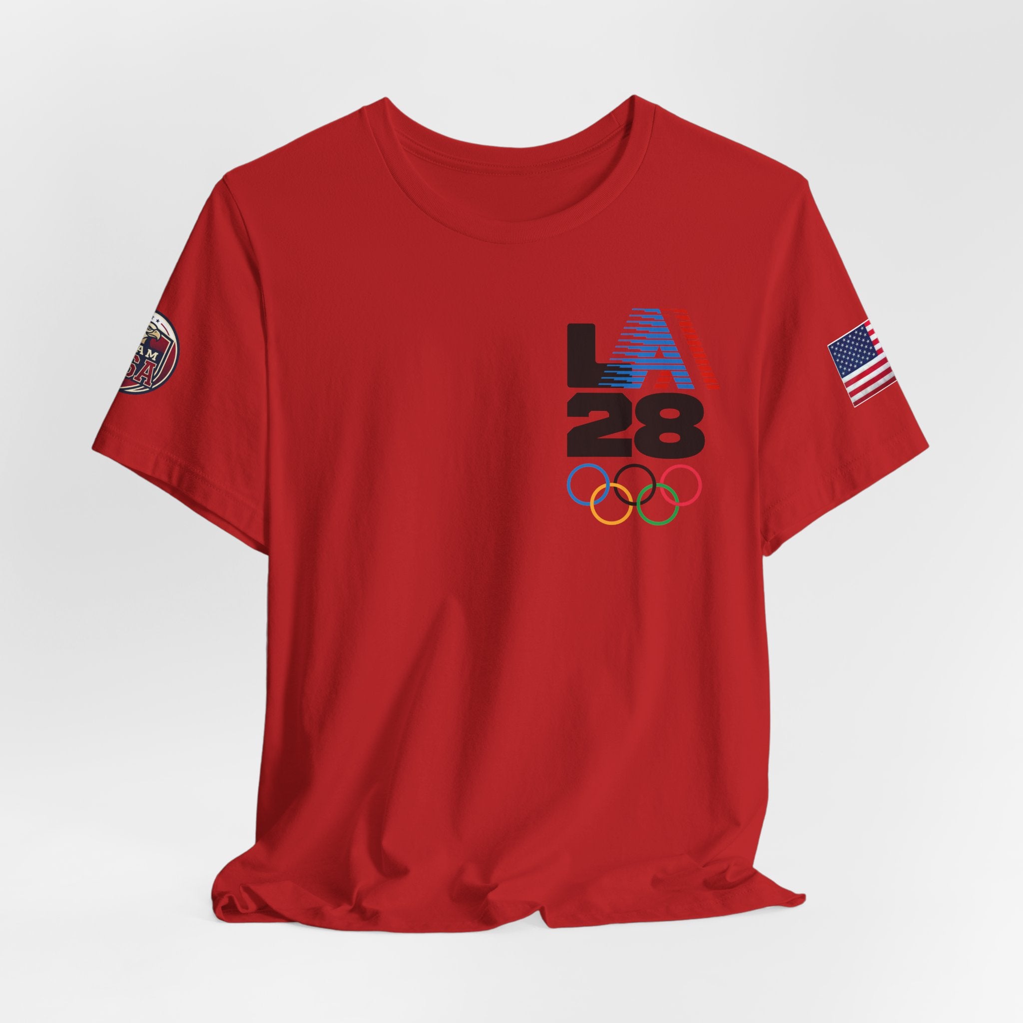 LA 28 Olympic USA T-Shirt — Vintage Olympic Rings Tee