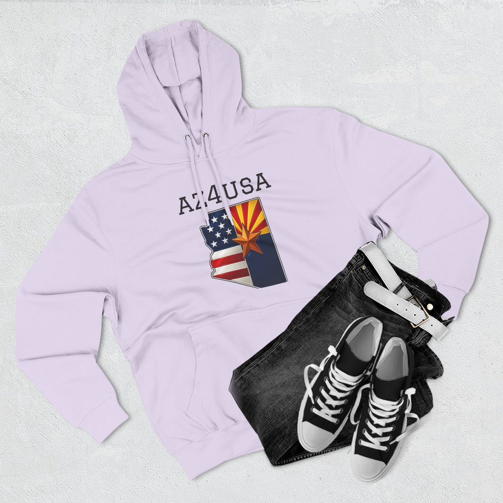 Arizona Pride Fleece Hoodie, Cozy Sweatshirt, Travel Gift, Patriot Apparel, American Southwest Style