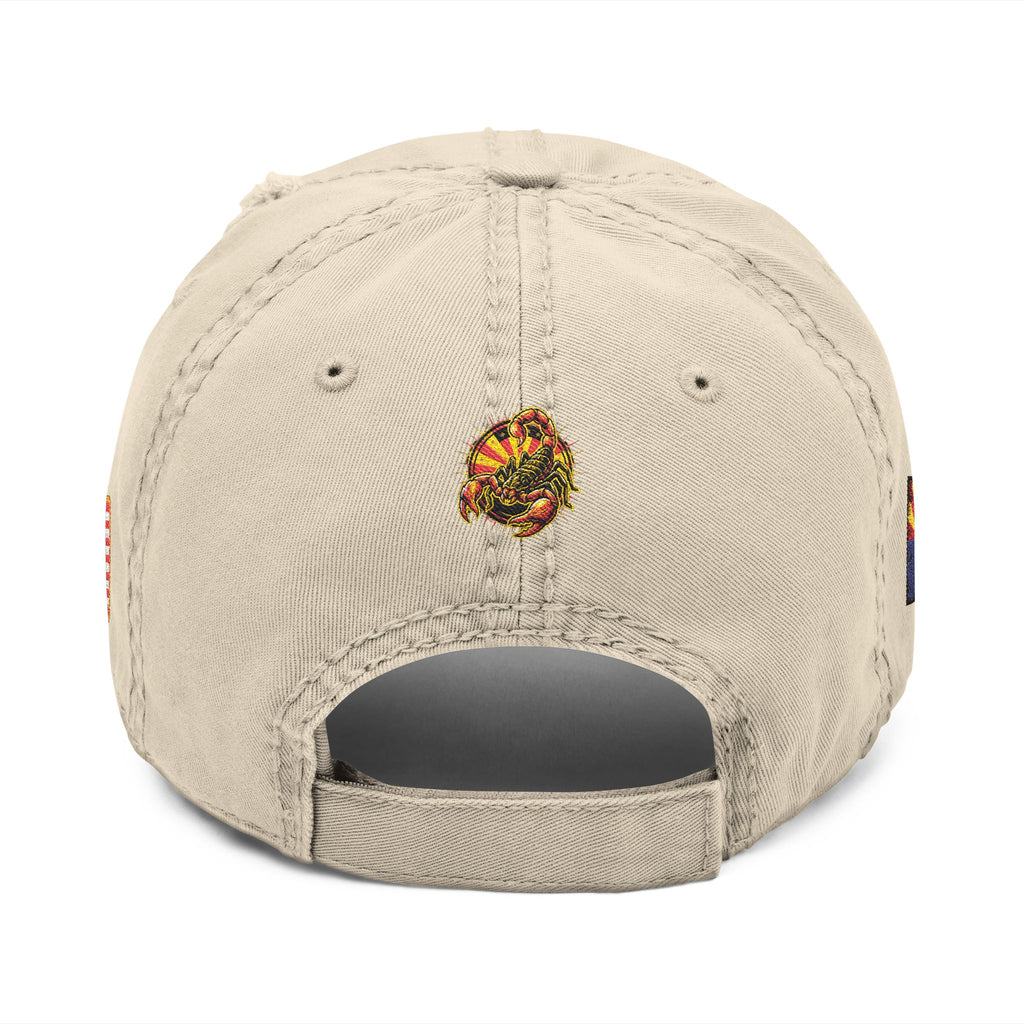 Distressed Embroidered Dad Hat — AZ4USA Scorpion Logo