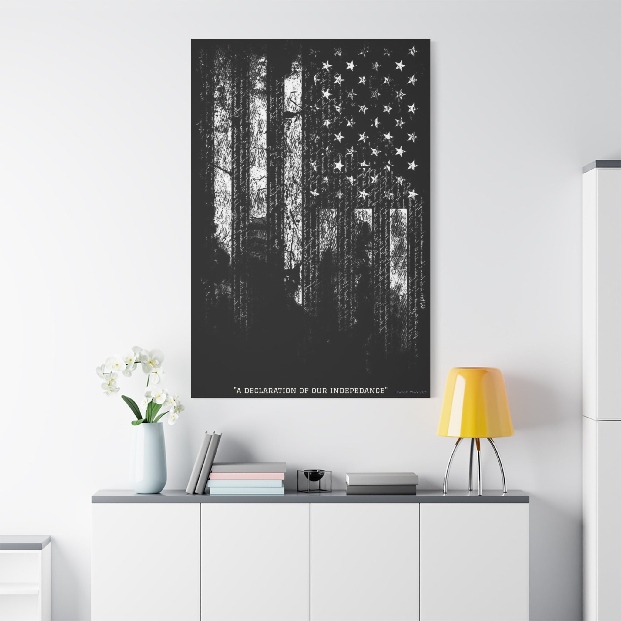 "A Declaration of Our Independence" Matte Canvas Print - Distressed American Flag