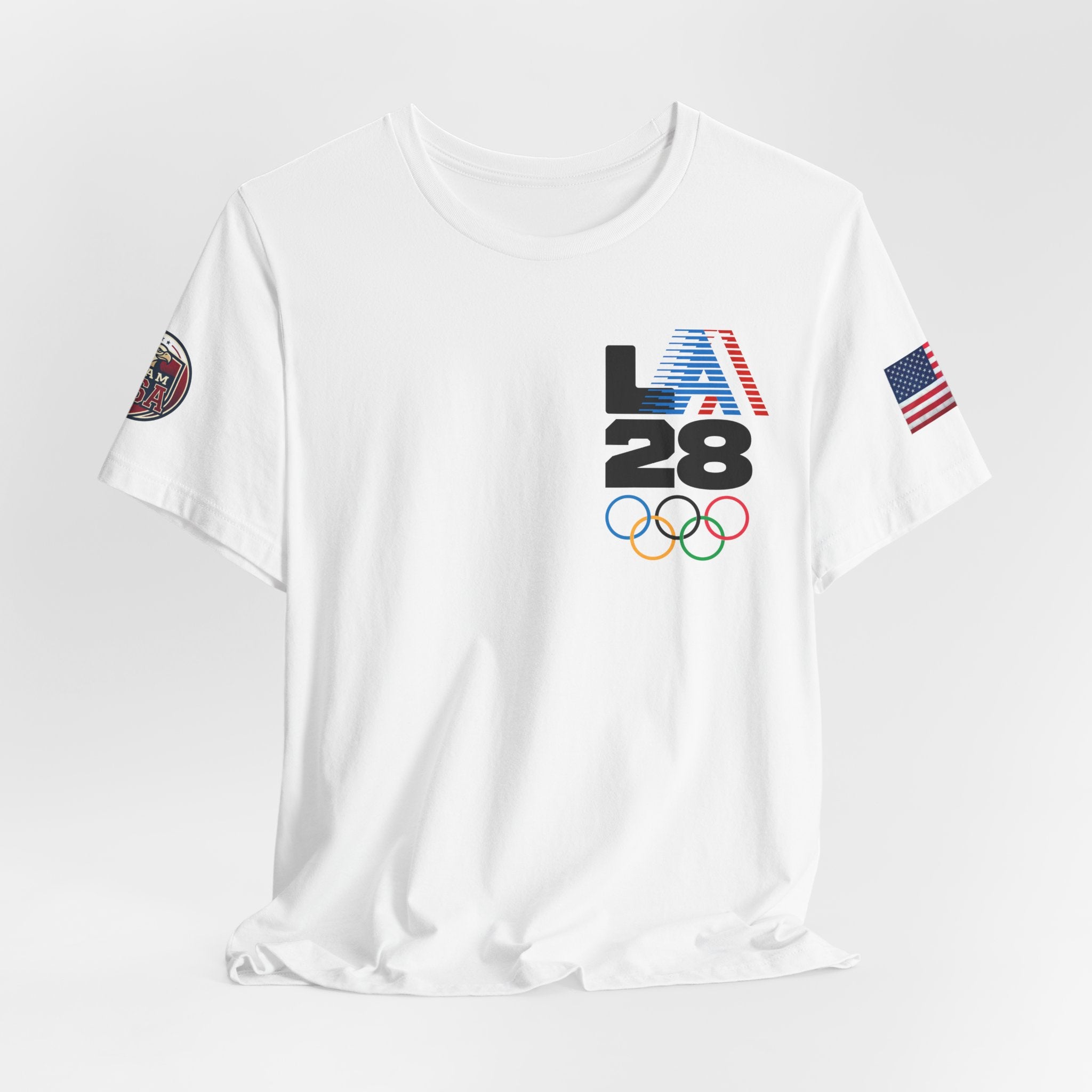 LA 28 Olympic USA T-Shirt — Vintage Olympic Rings Tee