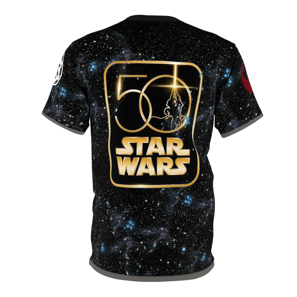 Star Wars 50th Anniv Galaxy Tee — 'STAR WARS' Space Logo All-Over Print Shirt