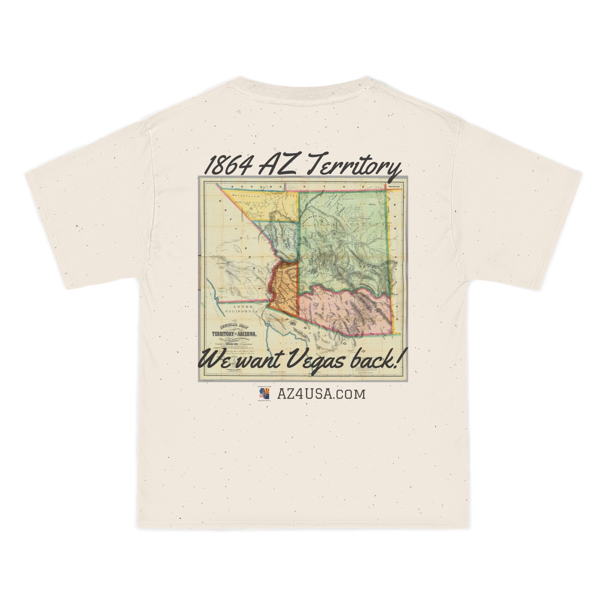 Arizona Territory 1864 T-Shirt — Vintage Map 'We Want Vegas Back' Tee