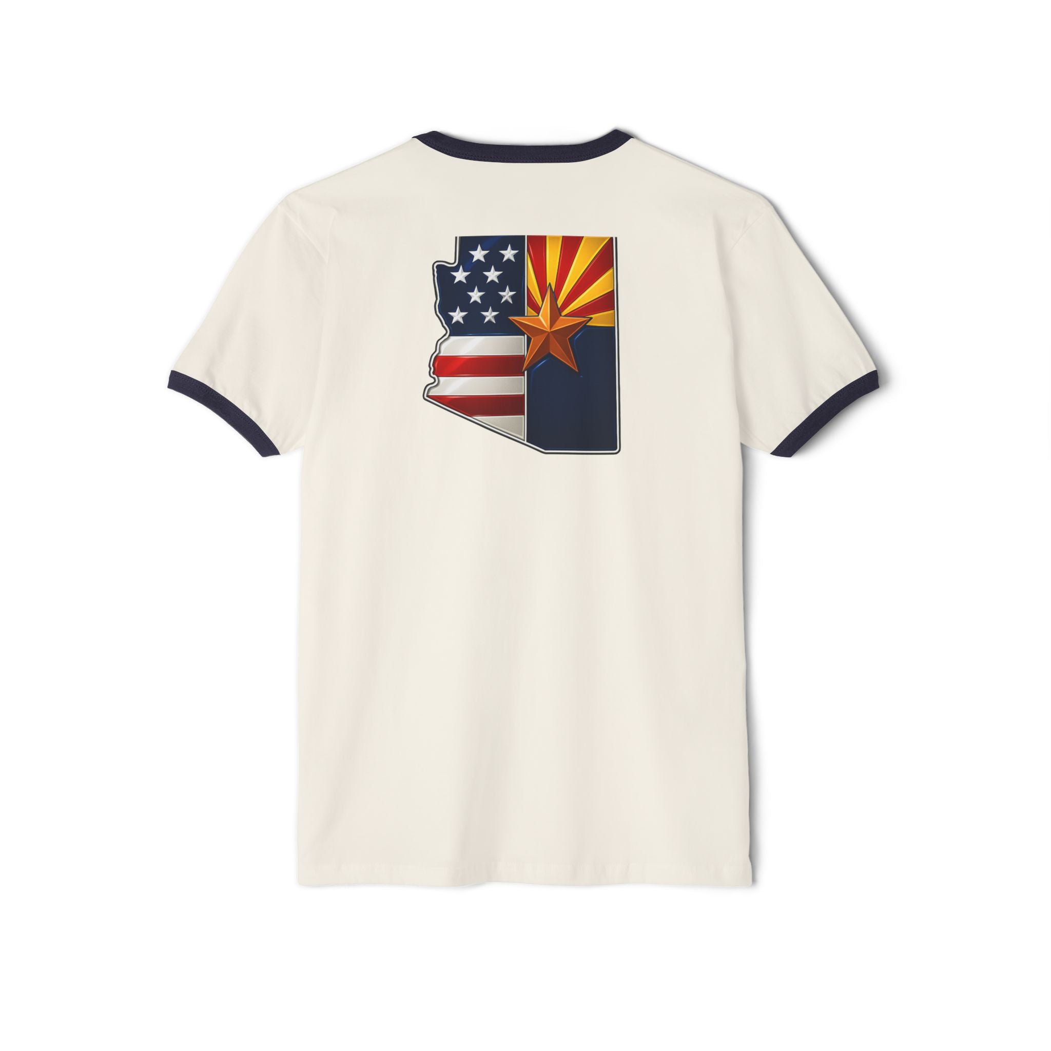 Arizona Flag Cotton Ringer T-Shirt, Vintage Ringer Tee, Unisex Soft Cotton Shirt, Casual Everyday Wear, AZ Pride Apparel