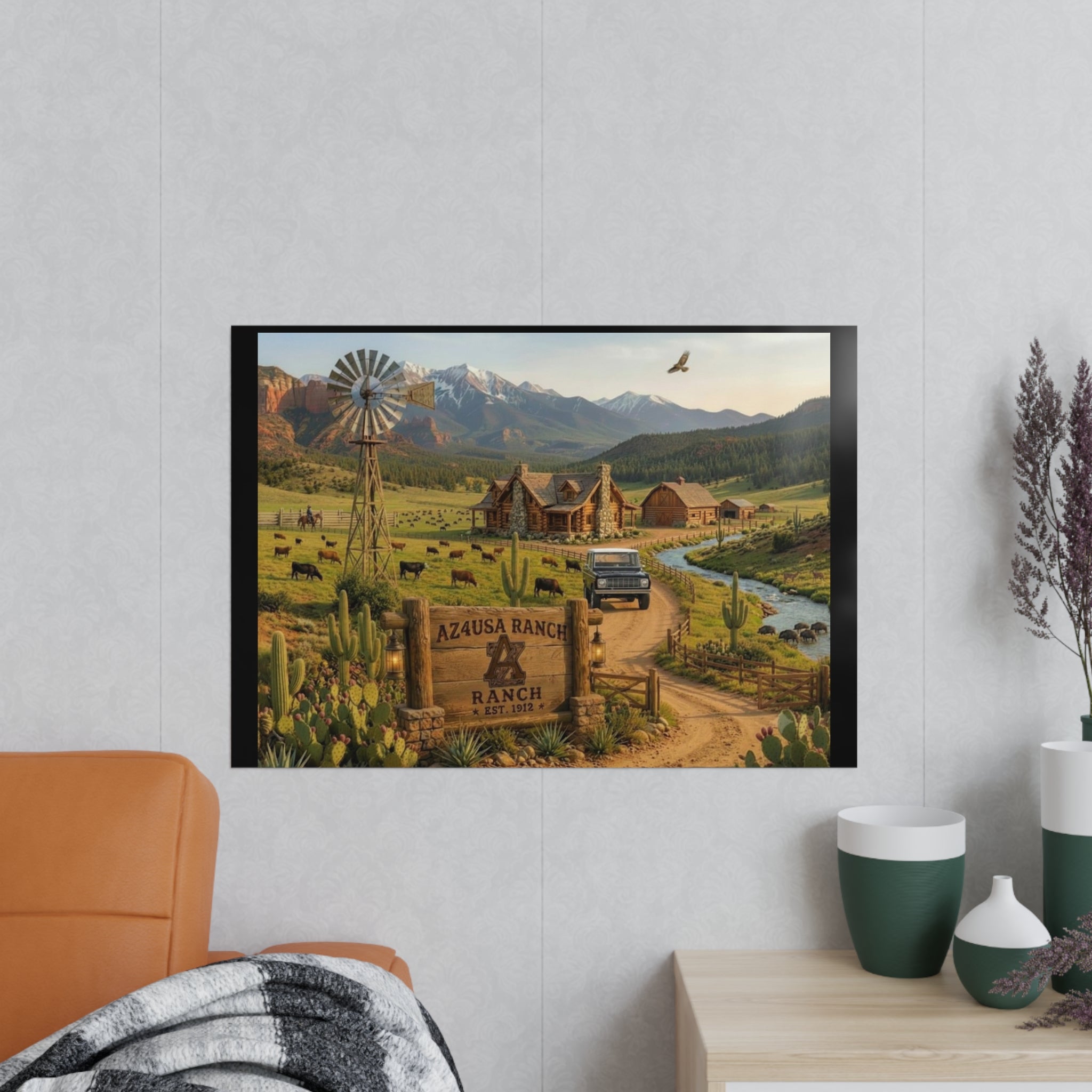 Azusa Ranch Photopaper Poster — Rustic Western Landscape Wall Art