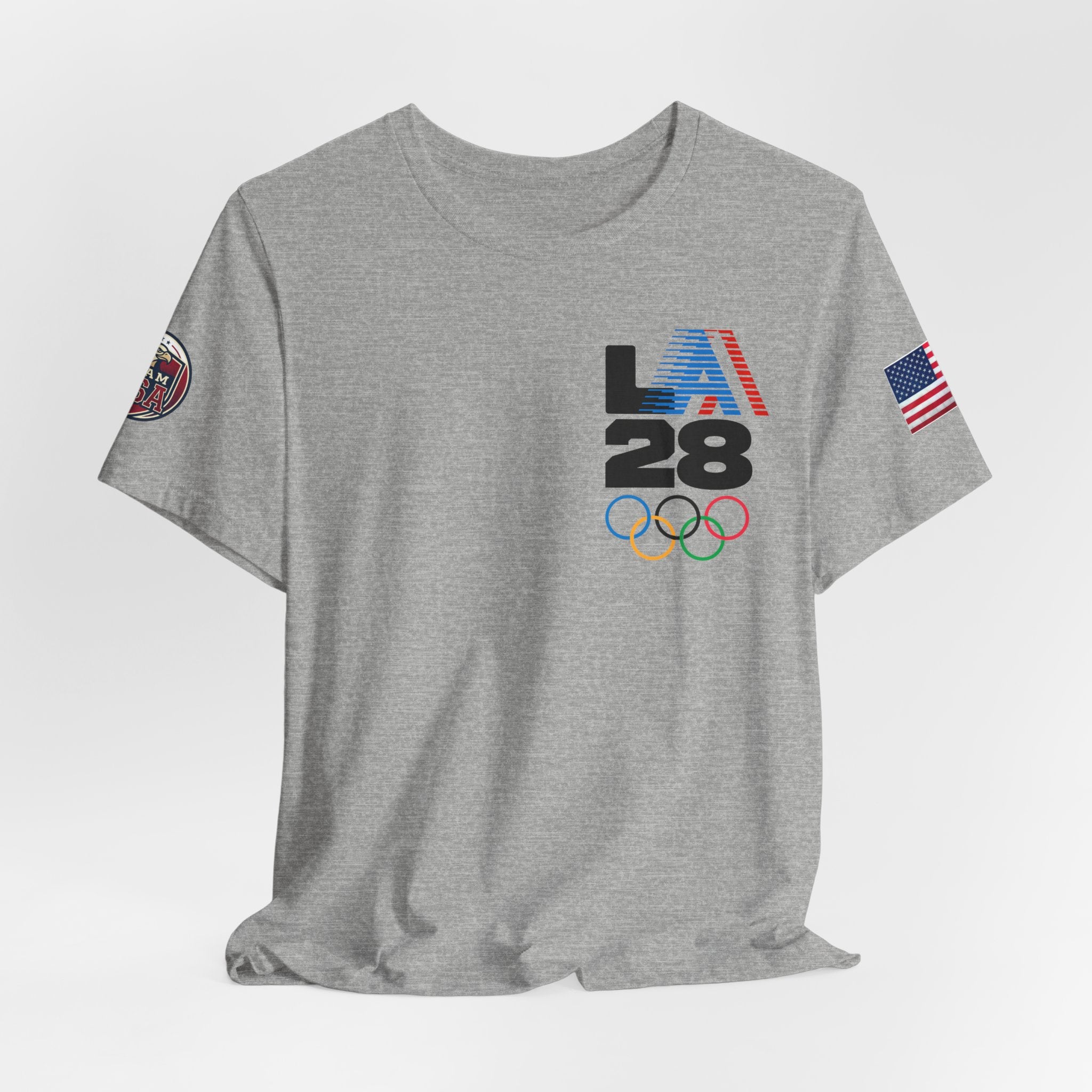LA 28 Olympic USA T-Shirt — Vintage Olympic Rings Tee